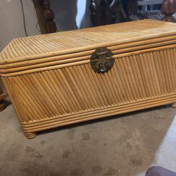 Vintage Split Reed Bamboo Trunk By Casablanca Wicker