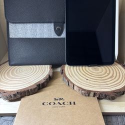 COACH Leather Tablet Sleeve Black