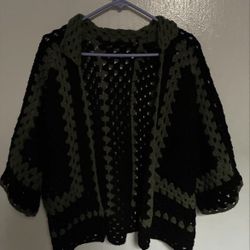 Male Crochet Hexagon Shirt Cardigan 