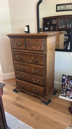 Oak dresser- one pull/handle missing.