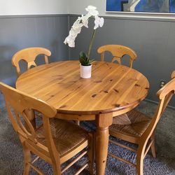 Italian Country Style Wood Table and 4 Chairs