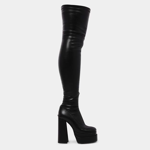 The Redemption Black Stretch Thigh High Boots