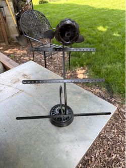 Vintage Metal Earring Stand , Ornate, 23 wide, 16 high, $10