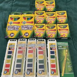 Lot Of Crayola Art Materials: Watercolors, Colored Pencils, Crayons 