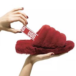 Ugg Red Fluffy Slippers 