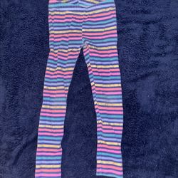SO Authentic Rainbow striped leggings with a stretchy waistband girls size s 7/8