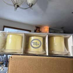 Glass Three Pillar Candles & Holders