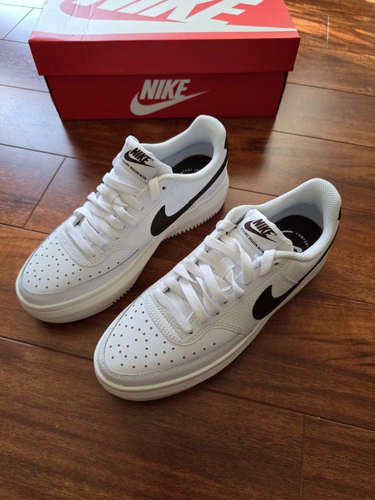 Nike Court Vision Alta Shoes DM0113-103 Women's Size 8 White/Mocha