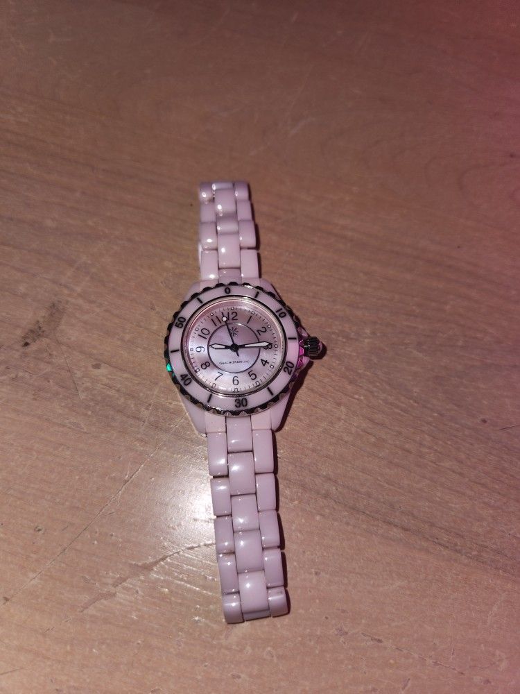 Isaac Mizrahi Pink Ceramic Watch