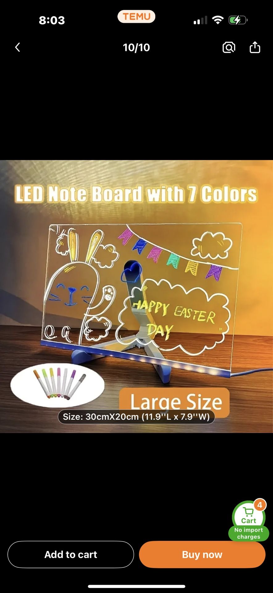 Usb Led Light Up Acrylic Easel