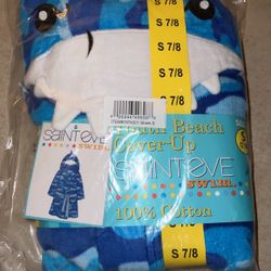 Blue Shark Beach Cover Up Boys Size 7/8