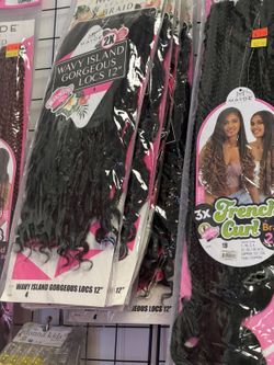 Crochet Hair – Mayde French Curl 22" & Wavy Island Locs 12" – $5 each
