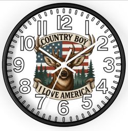 Country Boy America Glow In The Dark Wall Clock New!