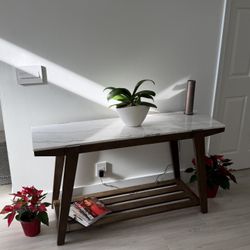 Marble Console Table With Wood Base 17x56