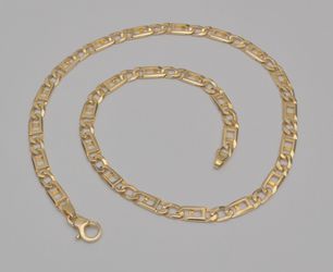 14K Italy Yellow Gold Fancy Link Chain Necklace 21" 6.8mm Lobster Clasp