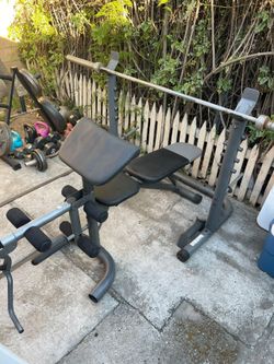 Olympic weight bench with curl bar