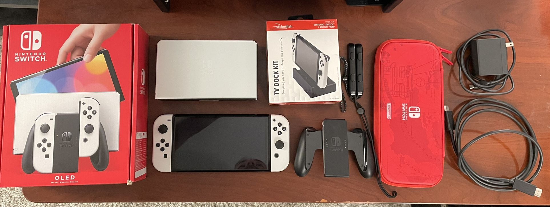 Nintendo Switch OLED W/extra Dock, Case, And 128gb MicroSD Card