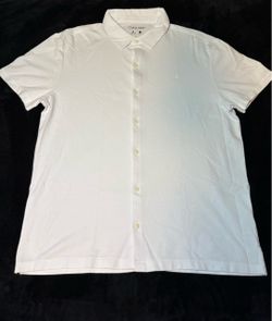 Calvin Klein White Button-Up Polo Shirt