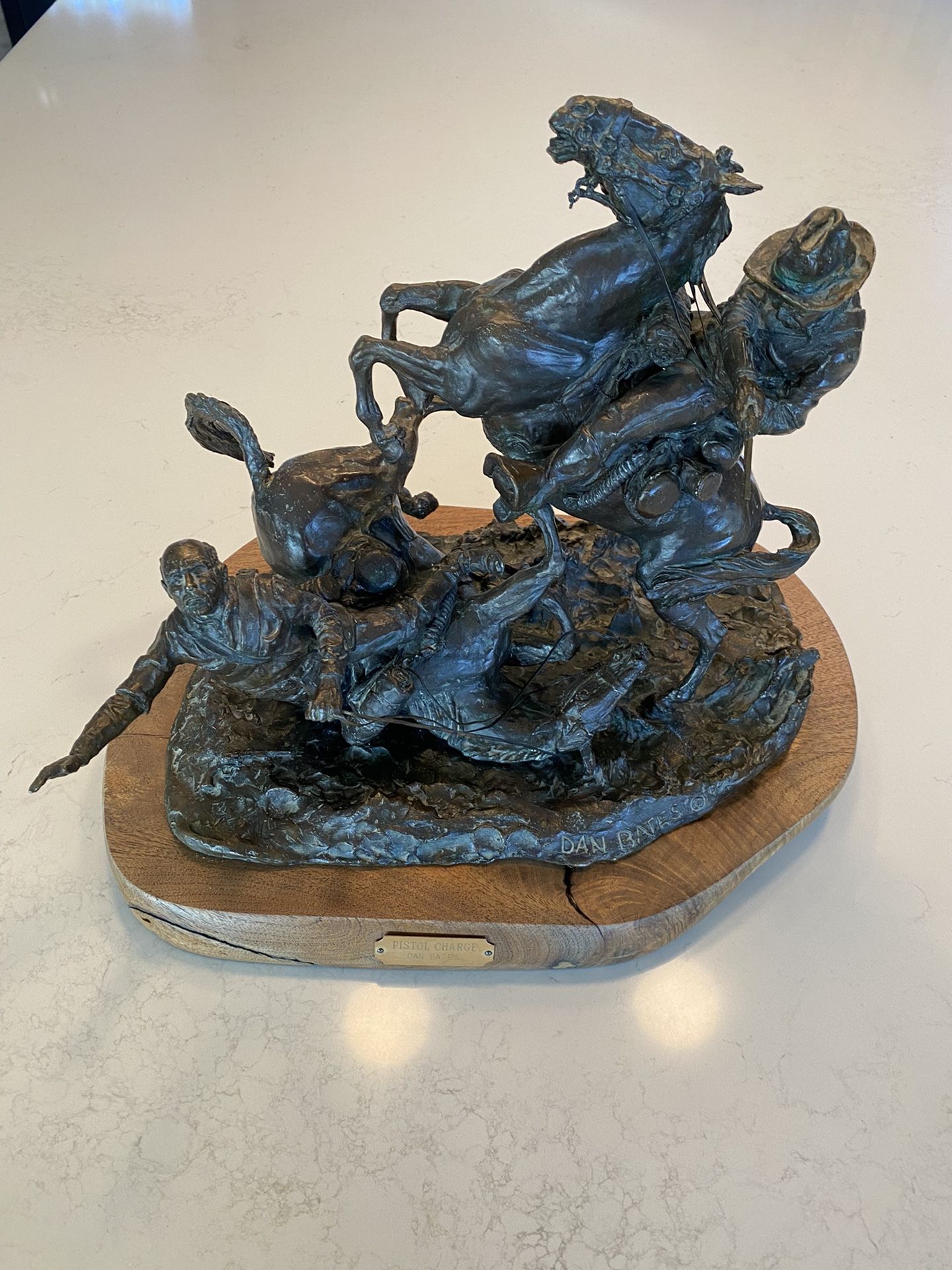 Dan Bates “Pistol Charge” Bronze Sculpture