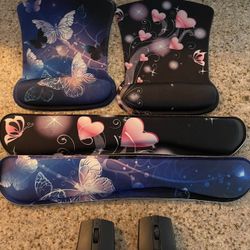 2 Keyboard Wrist Rest Lands, Ergonomic 2 Mouse And Mouse Pads 