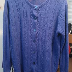 Vintage Sara Morgan Royal Blue Cable Knit Cardigan - 1980's (M) Excellent Condition
