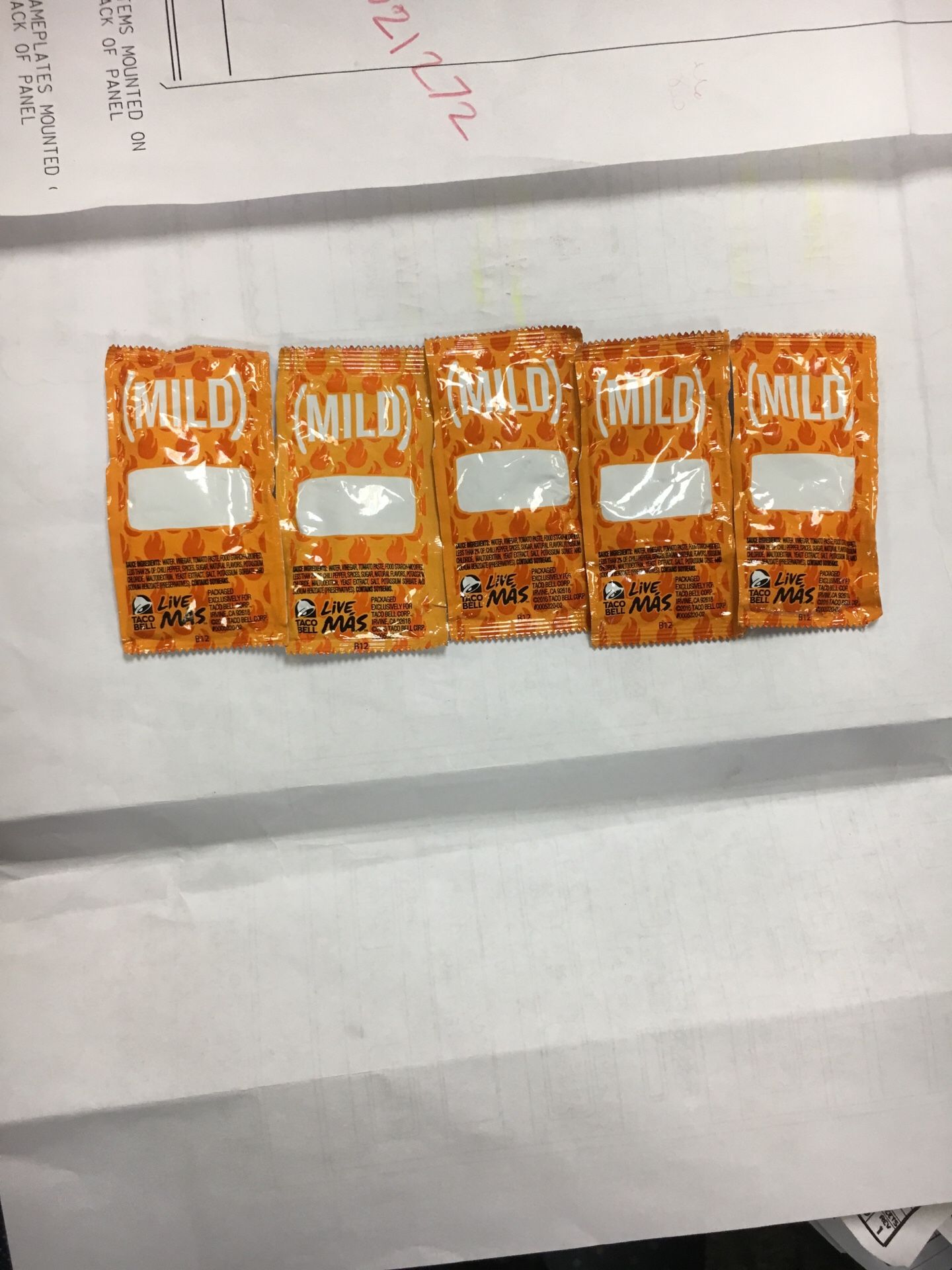 *RARE* Blank Taco Bell Hot Sauce packets