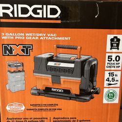 RIDGID 3 Gal Wet/Dry Shop Vac - 5.0 HP Pro Gear Toolbox - New in Box