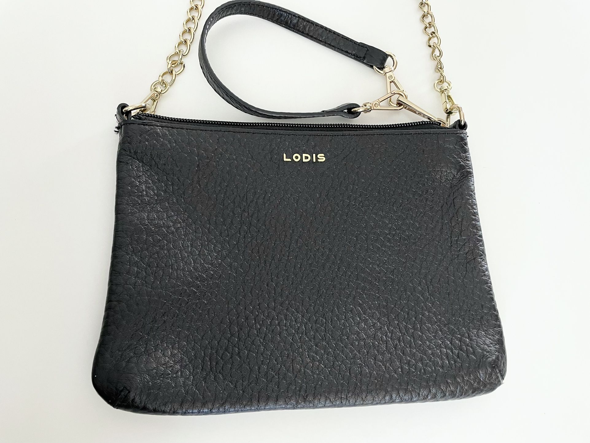 Lodis Black Leather Crossbody Bag 
