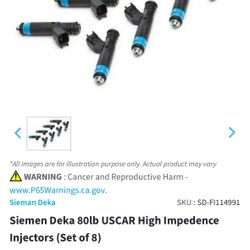 Siemens Deka 80 Pound injectors  , Mustang, Jeep Injectors 