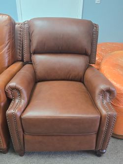 NEW Dark Brown Nailhead Recliner – Elegant & Comfortable