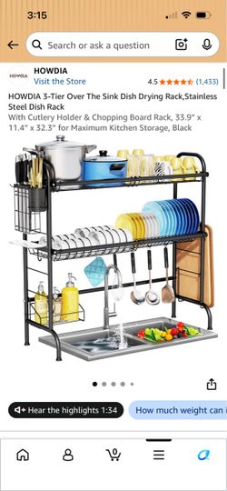 Over the sink drying rack