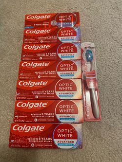7 Colgate Optic White Advanced Toothpastes with Toothbrush ($20/set)