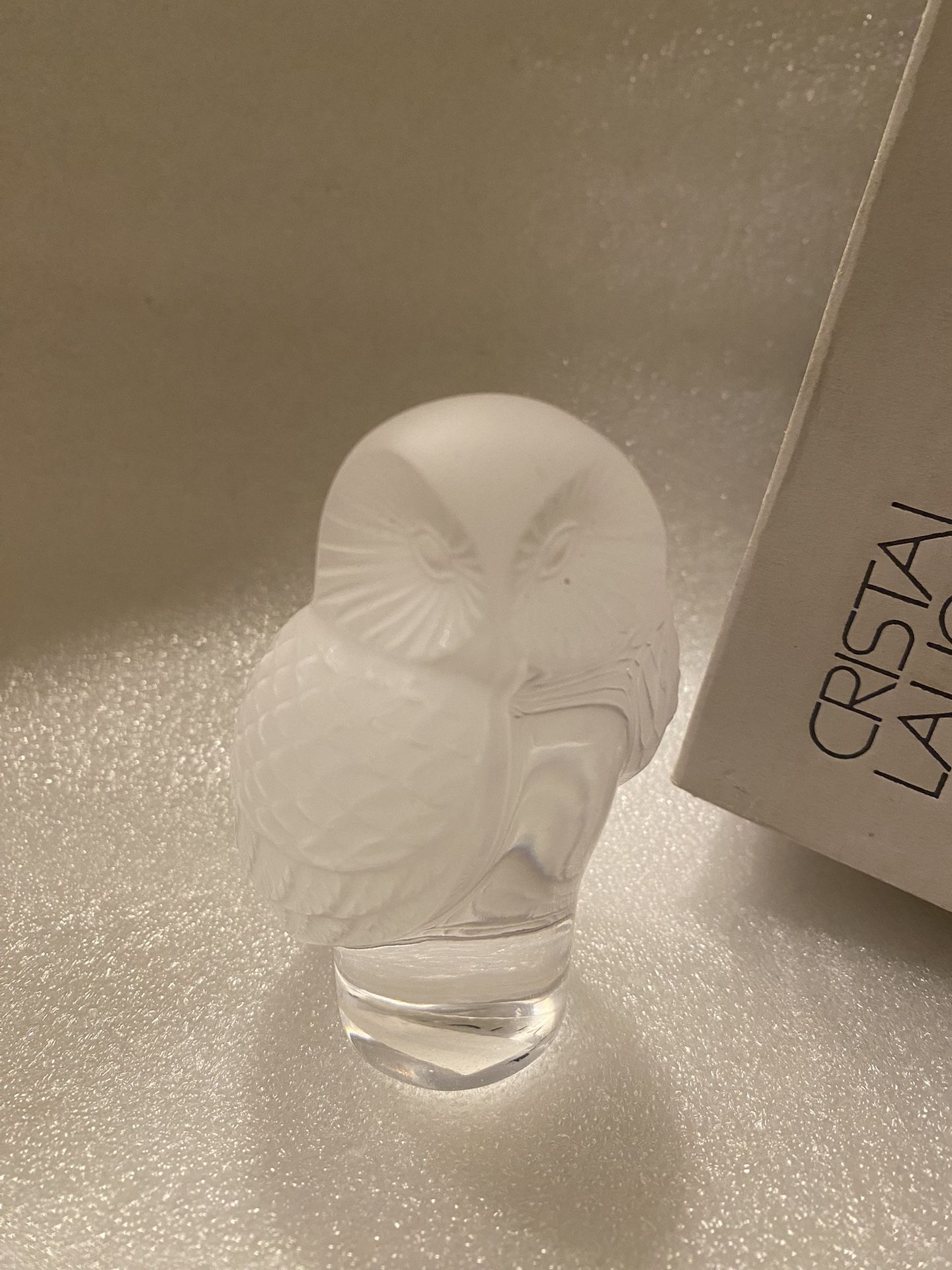Rare Lalique Owl Paperweight Signed With Box 