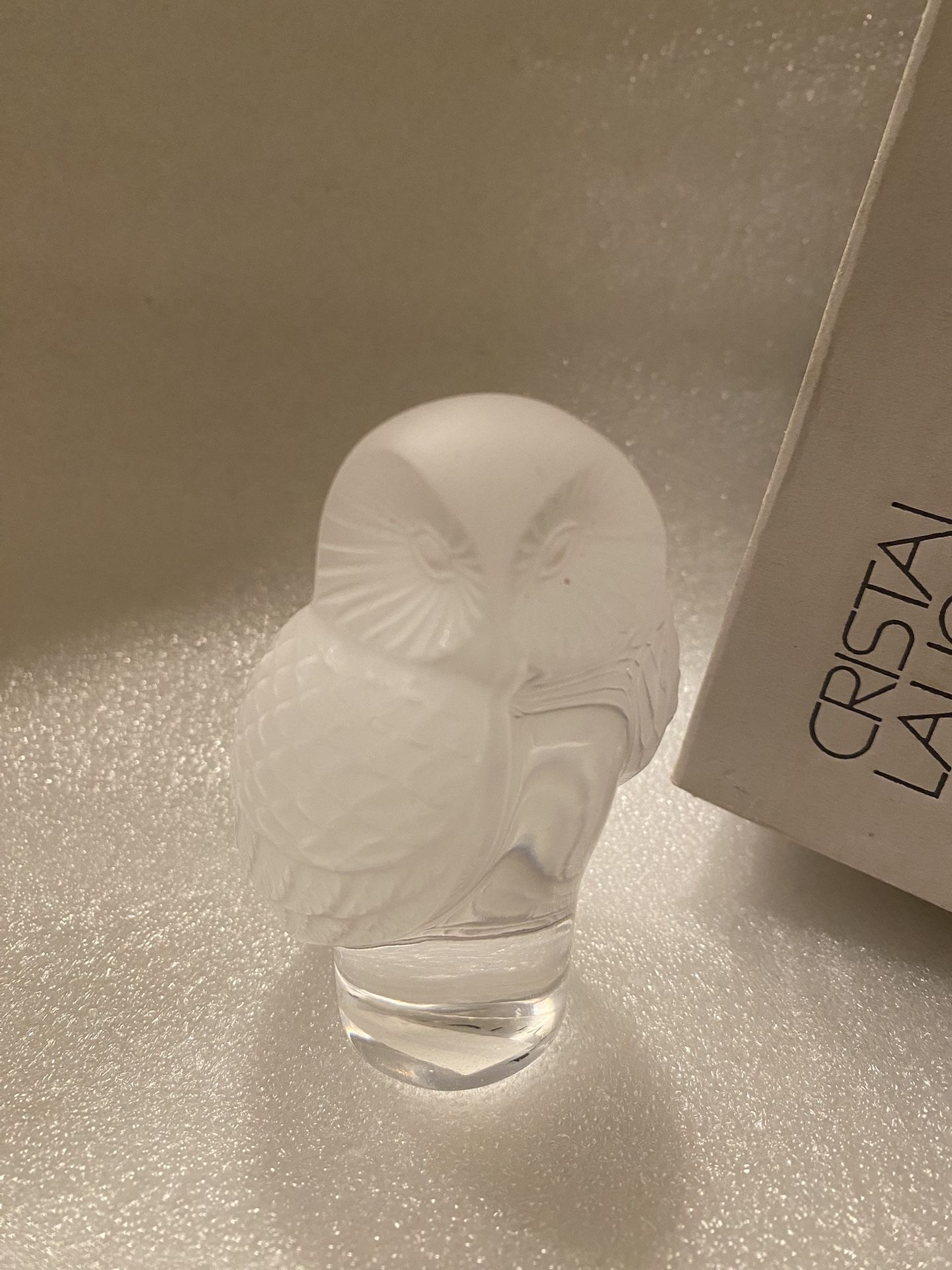 Rare Lalique Owl Paperweight Signed With Box