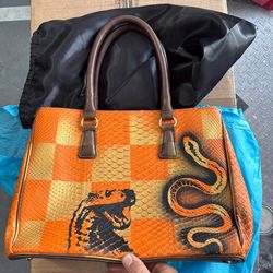 Angelica Berlangieri real snake hand painted purse