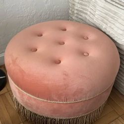 Velvet Fringe Ottoman