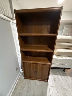 Wood Bookcase with Cabinet Storage
