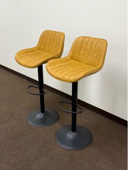 Modern Height adjustable Bar Stools. Sandy Yellow. (Set of Two) Multiple Sets Available