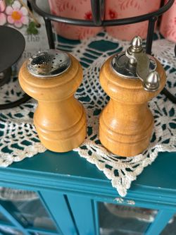 Vintage  Wooden Salt Shaker and Pepper Mill Set