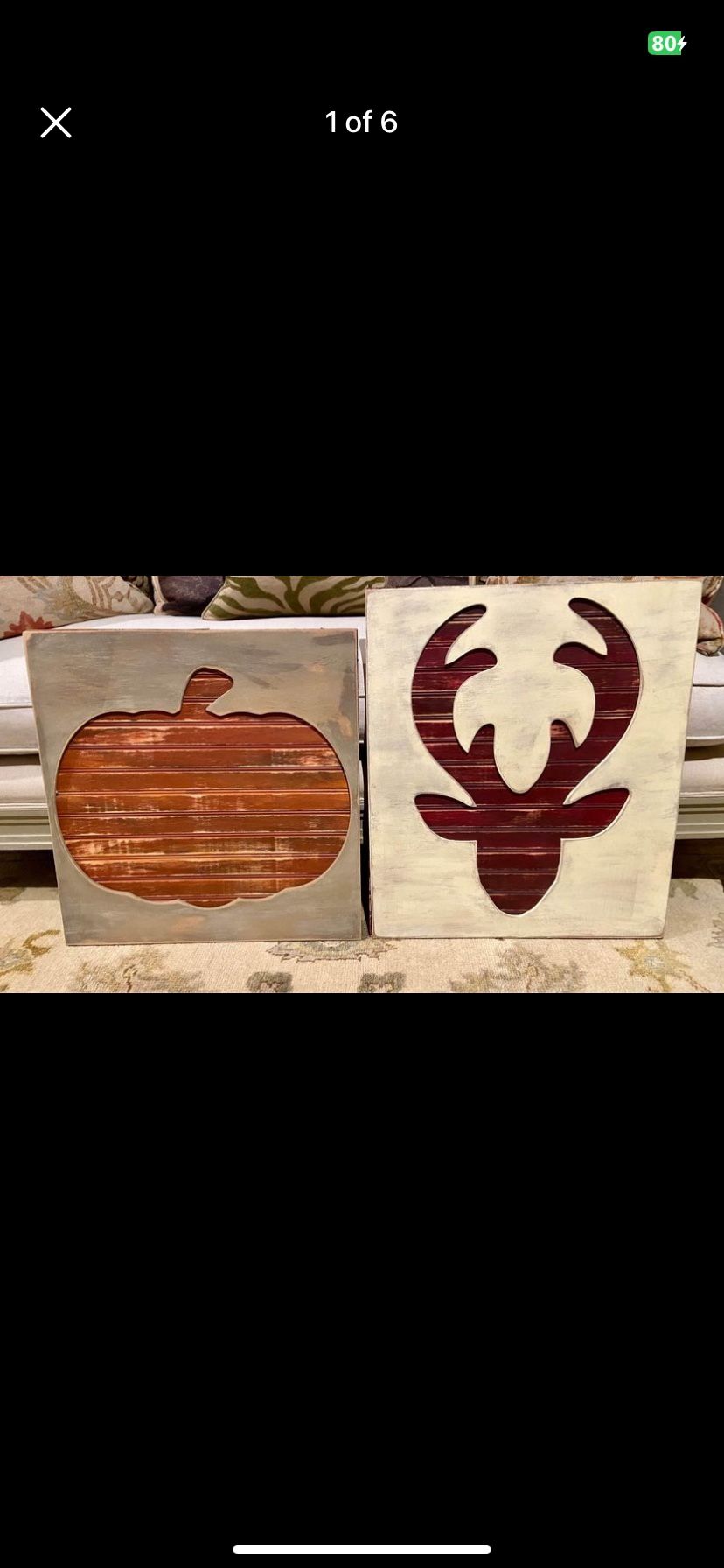 New - Set/2 Large Decorative Handcrafted Art/Signs/Plaques 22”,24” Christmas Halloween Thanksgiving
