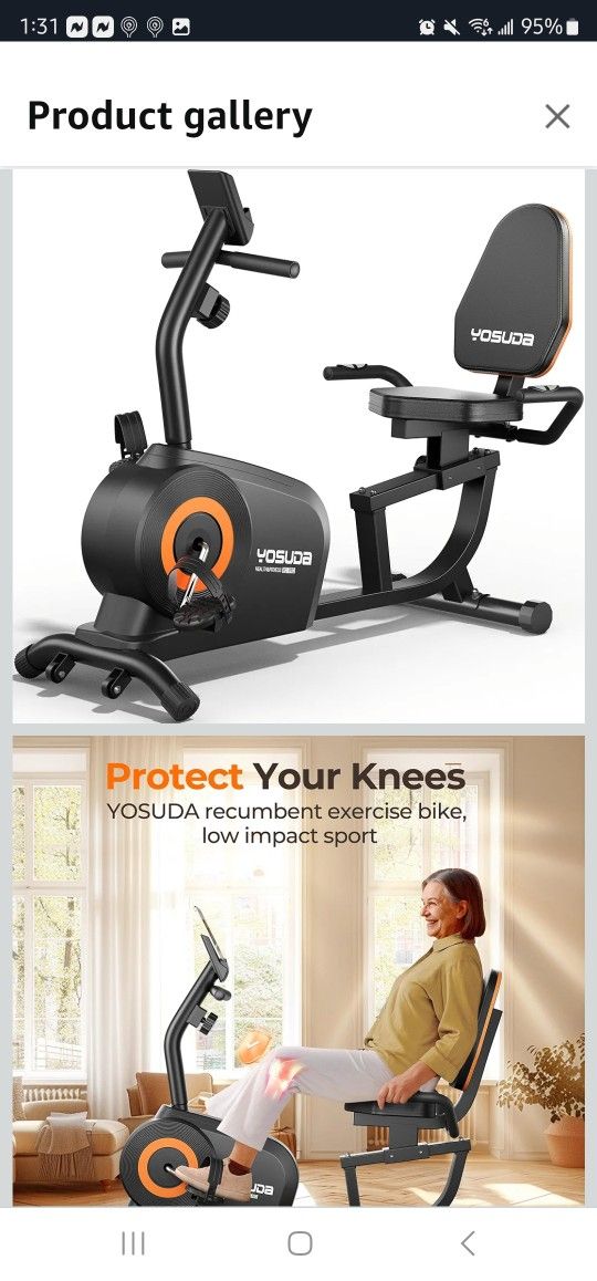 YOSUDA Recumbent Exercise Bike for Adults Seniors with Quick Adjust Seat, 350LB Capacity & 16-level Resistance, Sliver