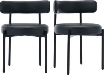 Faux Leather Dining Chairs Set of 2, Upholstered Kitchen and Dining Room Chairs, Mid-Century Modern