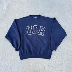 Vintage 90s UCR University of California Riverside Sewn Navy Blue Crewneck Sweatshirt Sz Large