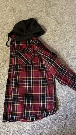 Long sleeve flannel with hood