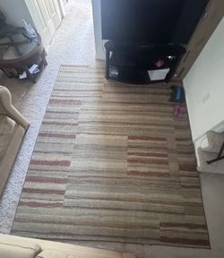 Adobe Stripe Brown Rug (96ins X 120ins)
