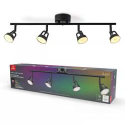 WiFi Smart 4-Light LED Track Lighting Kit – Matte Black, Color Changing, Adjustable Heads 