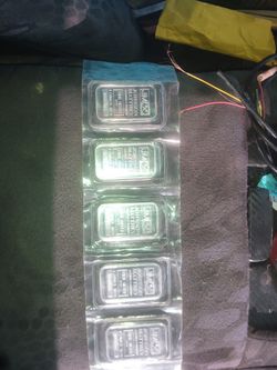 Five 1oz .999 Fine Silver Bars Johnson Matthey