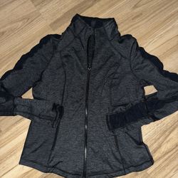 Zella Women’s Performance Zip-Up Jacket – Gray/Black Contrast Panels 