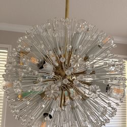 20” Glass & Brass Daisy/Dandelion Chandelier. Emil Stejnar 1960’s Design