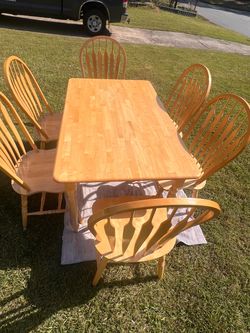 Dining table with six chairs